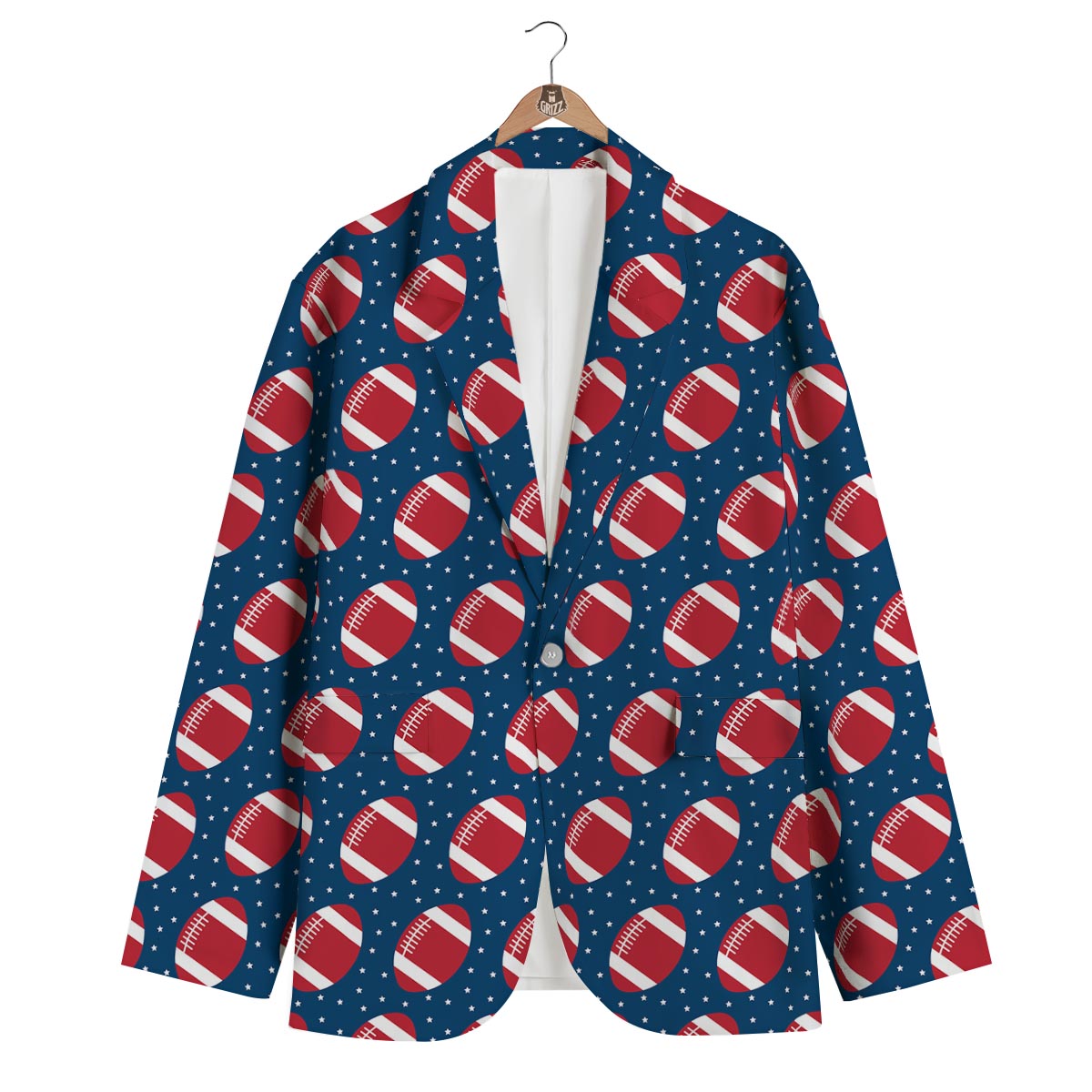 American Football Rugby Ball Print Pattern Men's Blazer-grizzshop