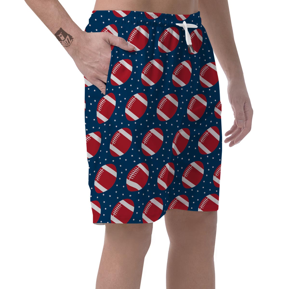 American Football Rugby Ball Print Pattern Men's Shorts-grizzshop