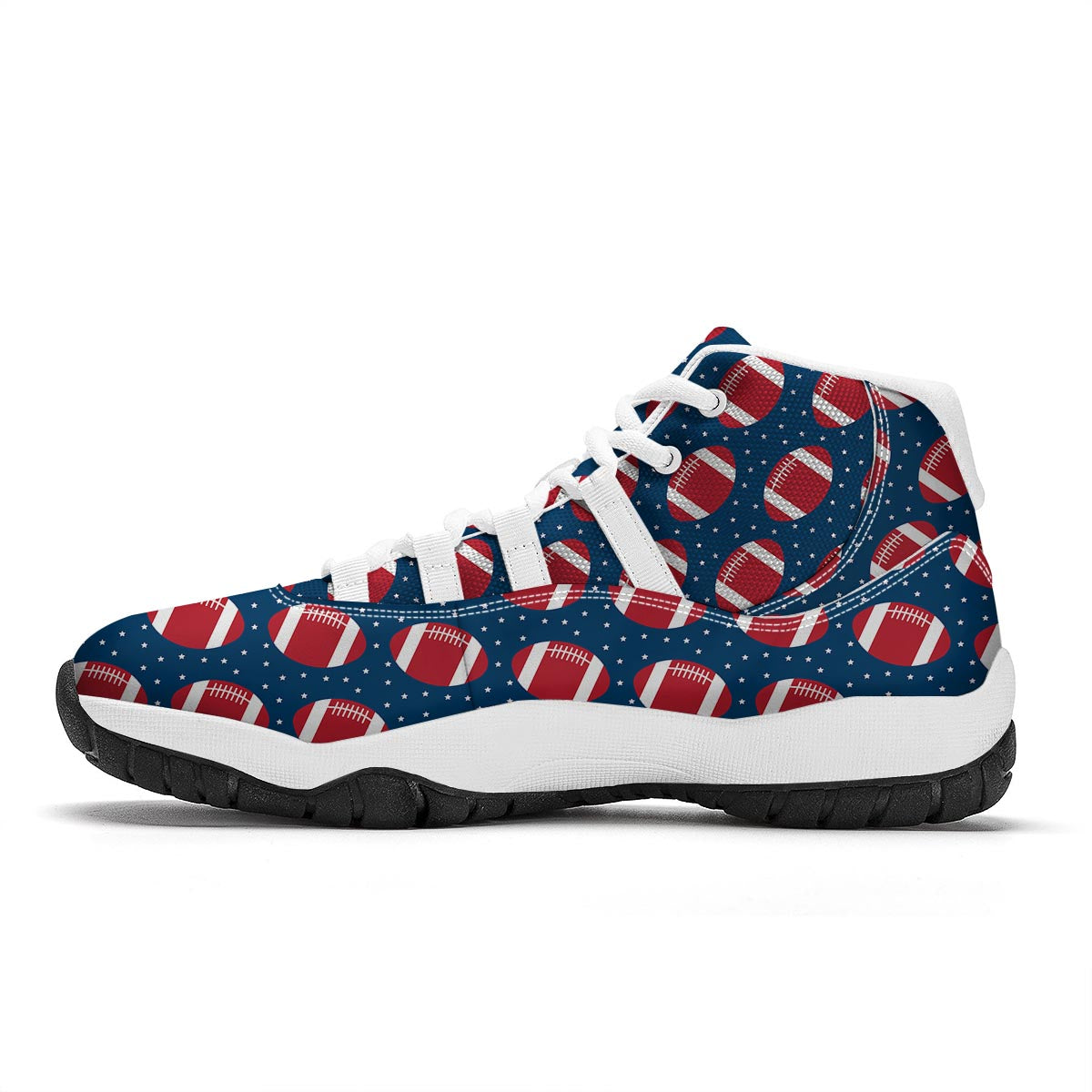American Football Rugby Ball Print Pattern White Bball Shoes-grizzshop