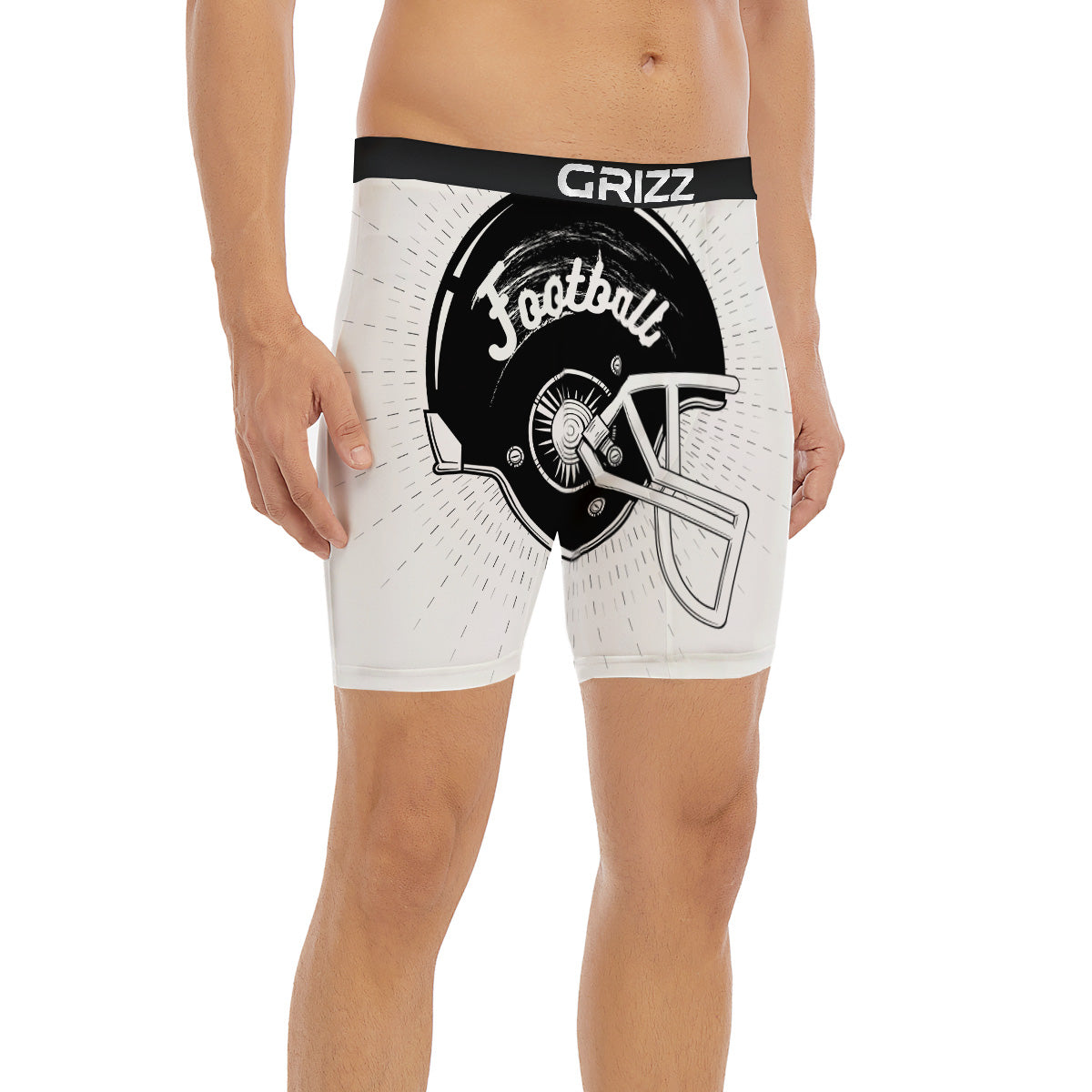American Football White And Black Print Boxer Briefs-grizzshop