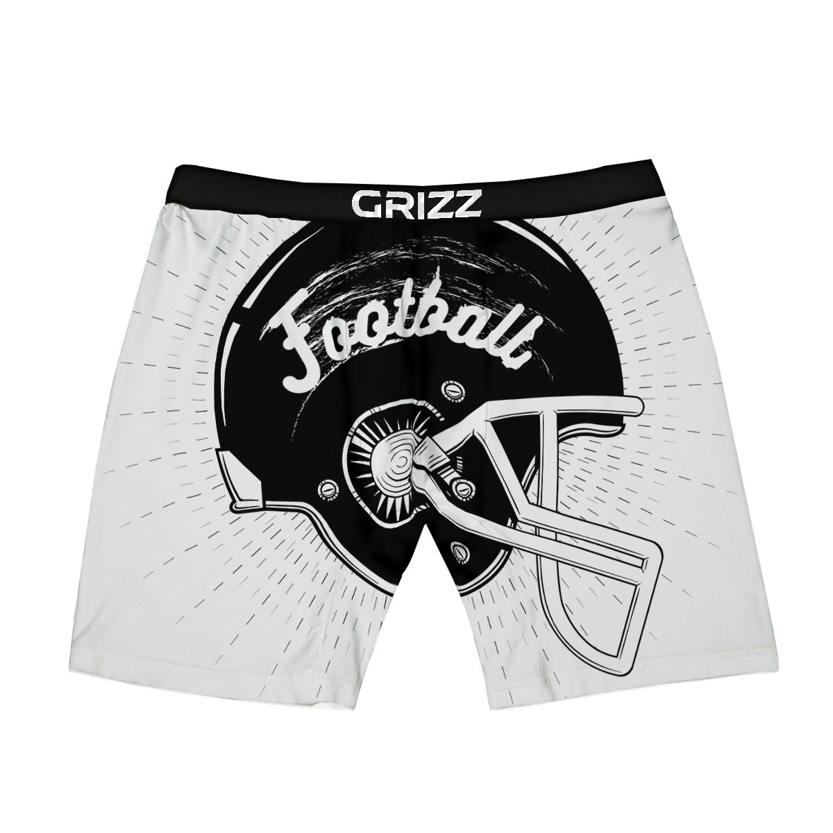 American Football White And Black Print Boxer Briefs-grizzshop