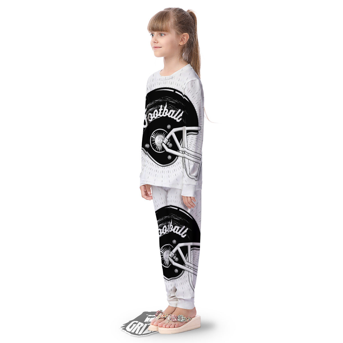 American Football White And Black Print Kid's Pajamas-grizzshop