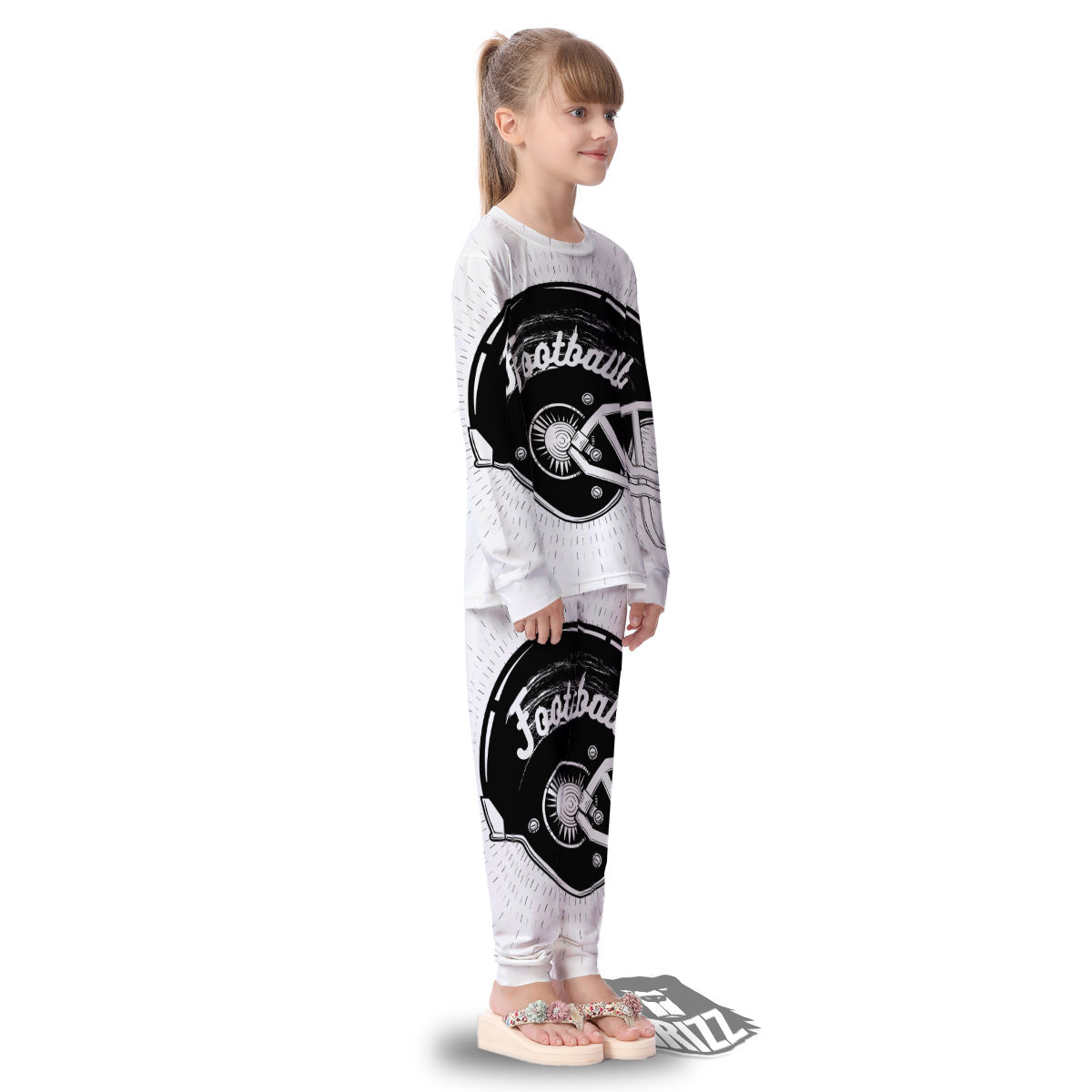 American Football White And Black Print Kid's Pajamas-grizzshop