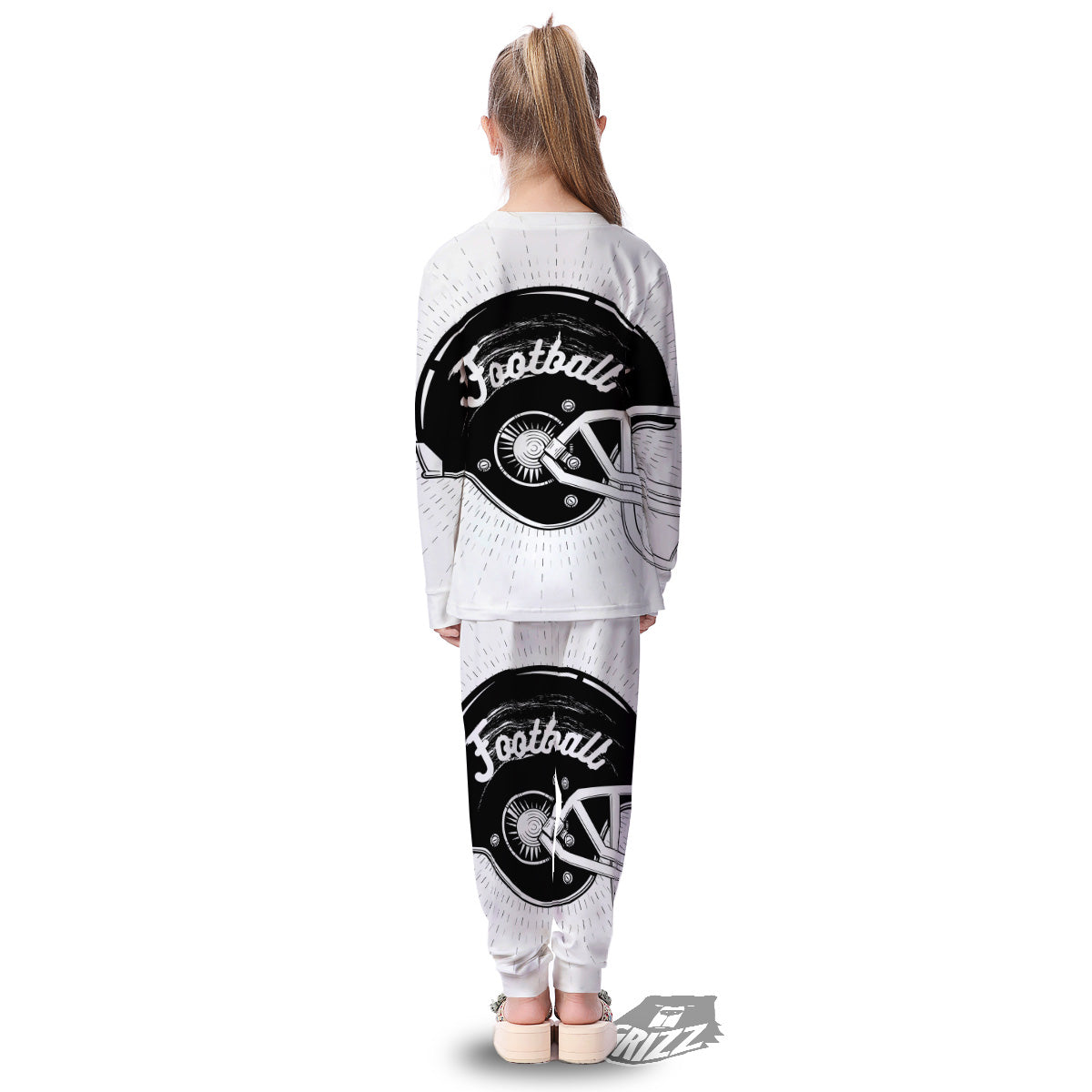 American Football White And Black Print Kid's Pajamas-grizzshop