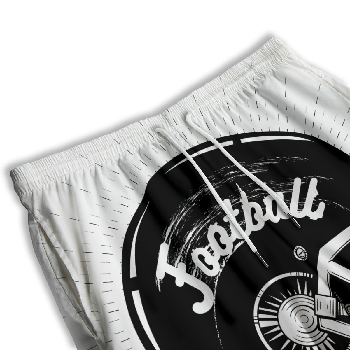 American Football White And Black Print Men's Athletic Shorts