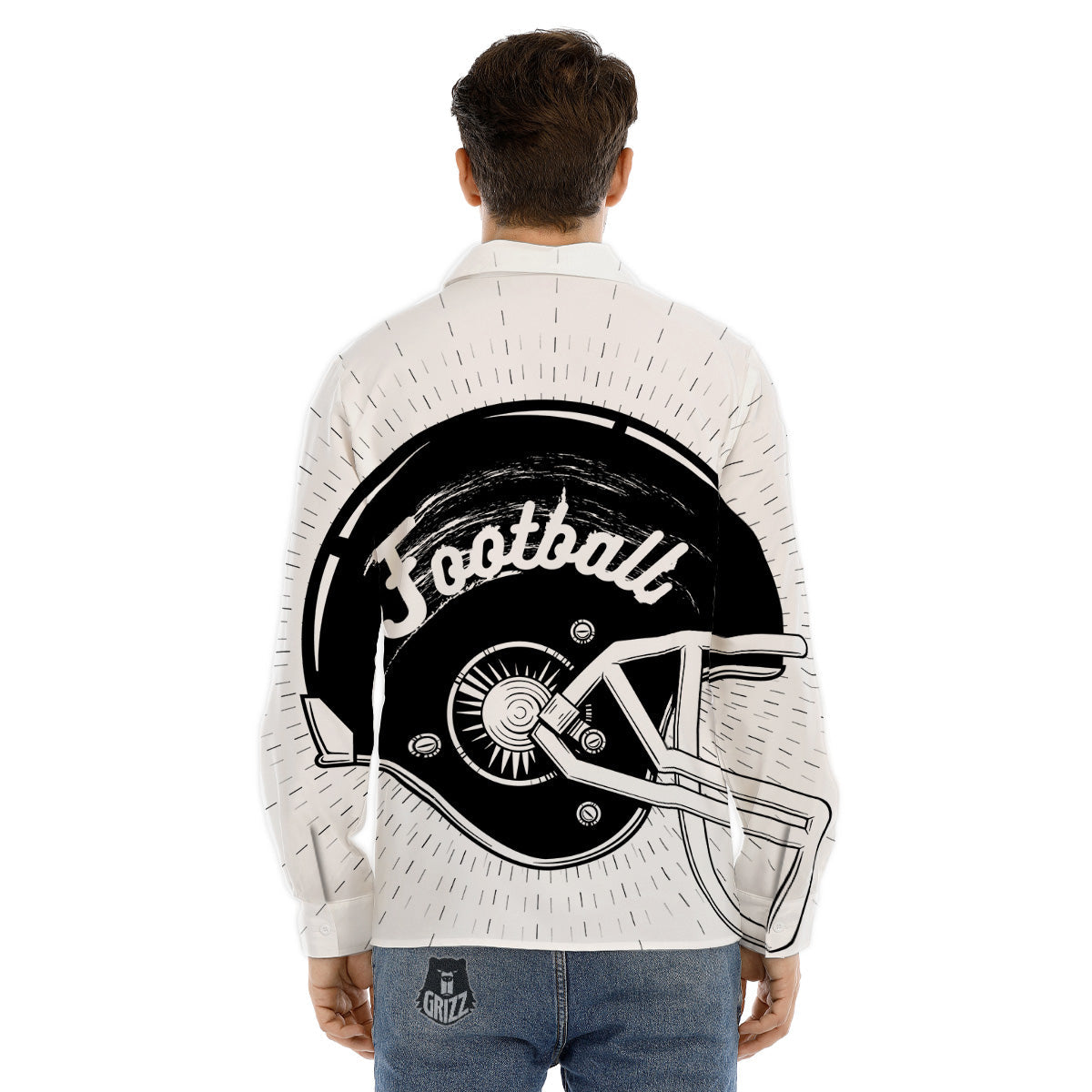 American Football White And Black Print Men's Dress Shirts-grizzshop
