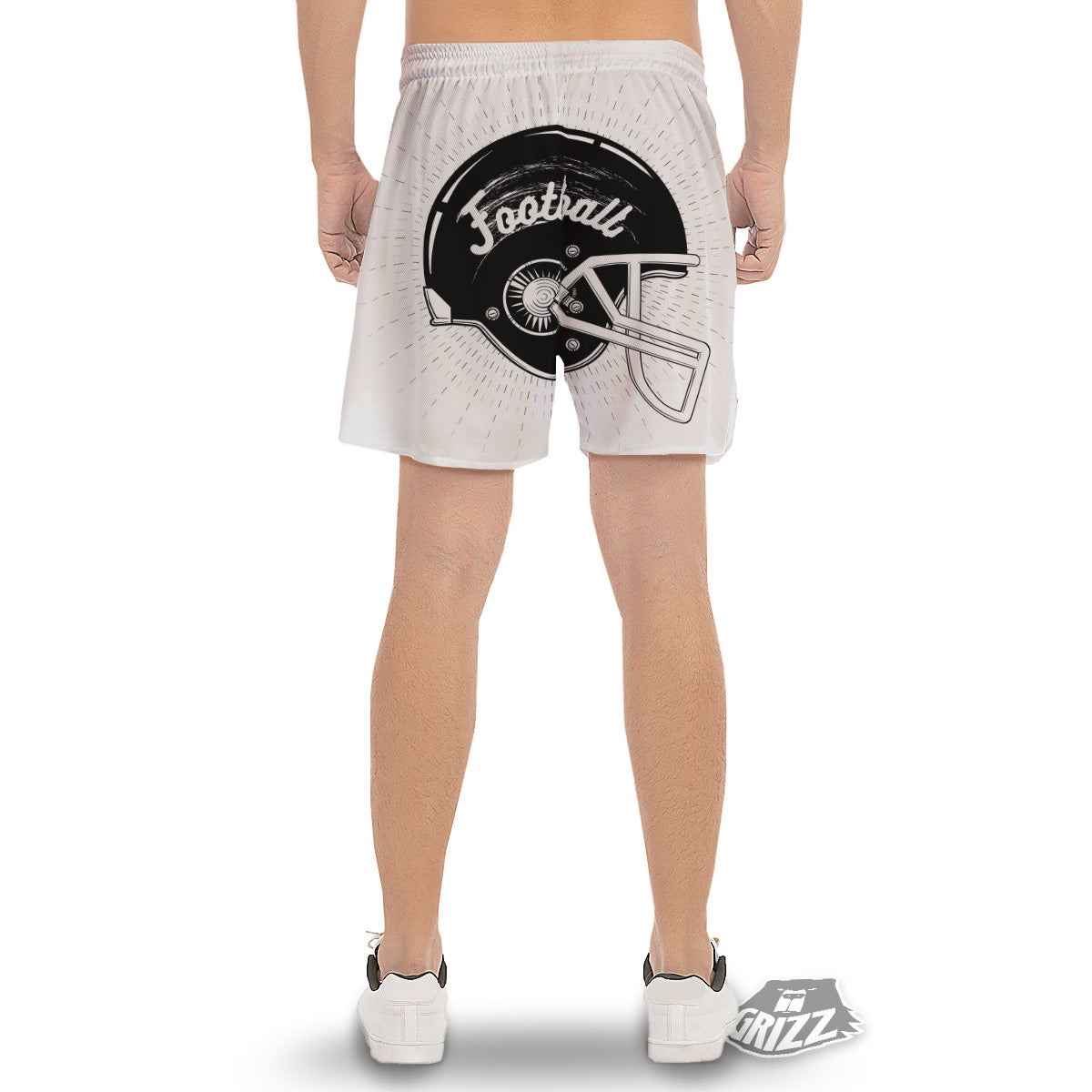 American Football White And Black Print Men's Gym Shorts-grizzshop