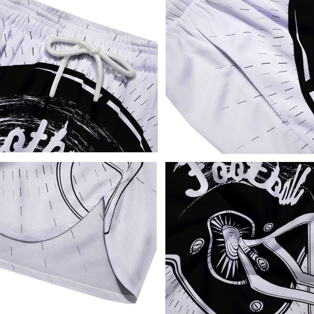 American Football White And Black Print Men's Running Shorts-grizzshop