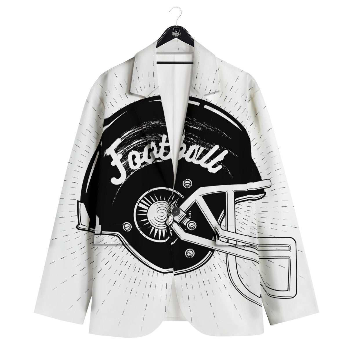 American Football White And Black Print Men's Sport Coat-grizzshop