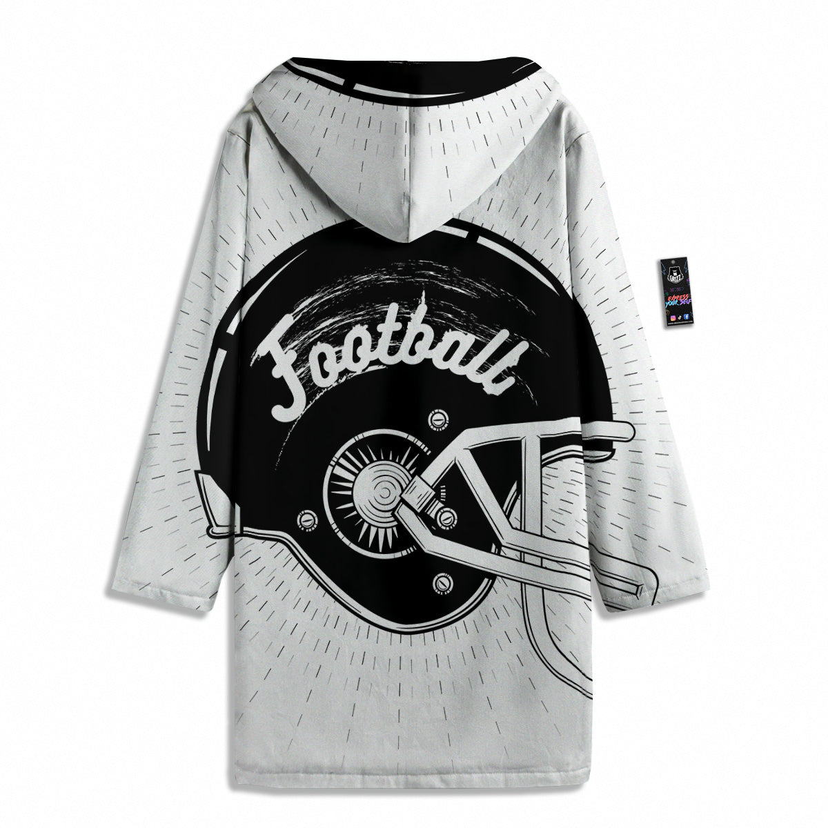 American Football White And Black Print Men's Windbreaker Jacket-grizzshop