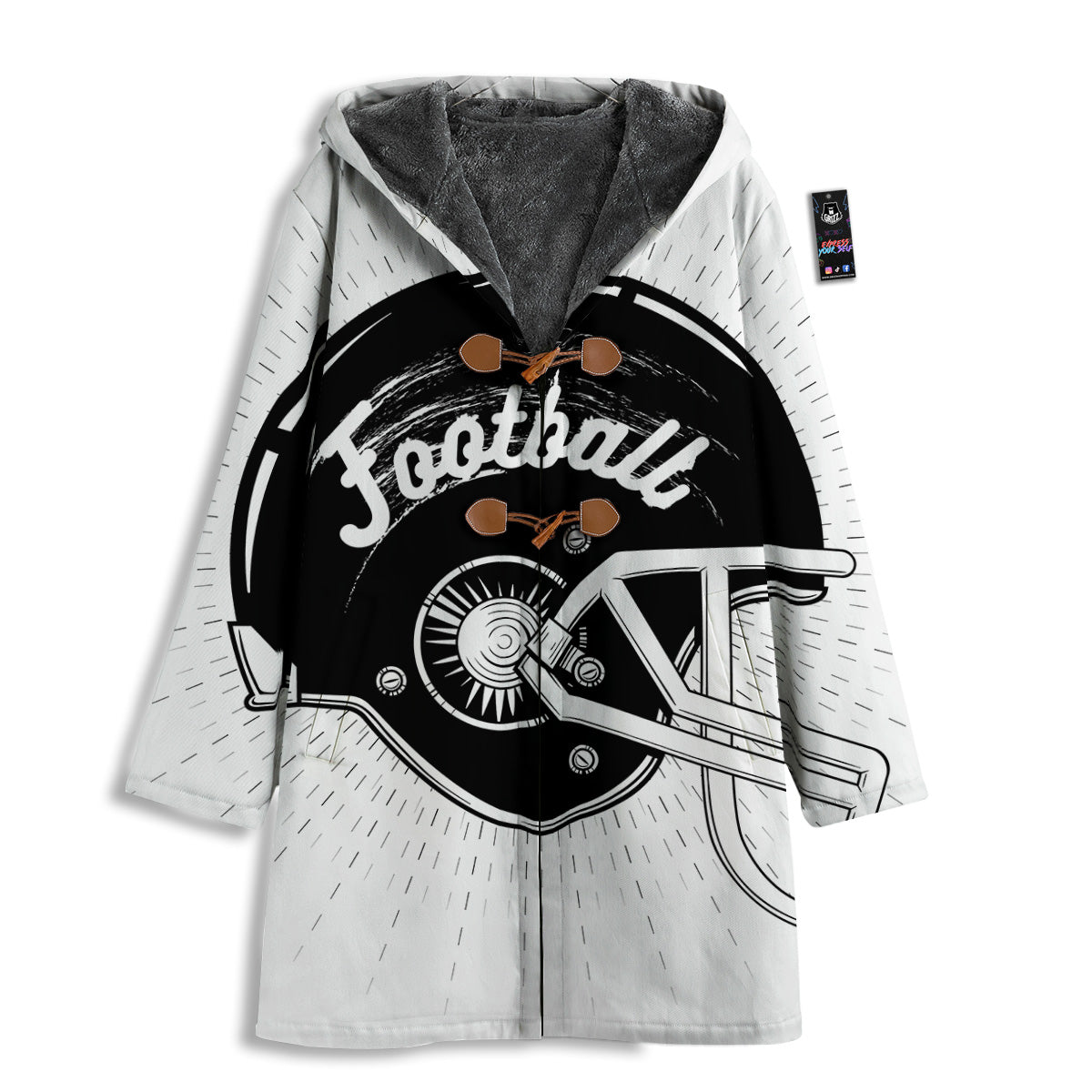American Football White And Black Print Men's Windbreaker Jacket-grizzshop