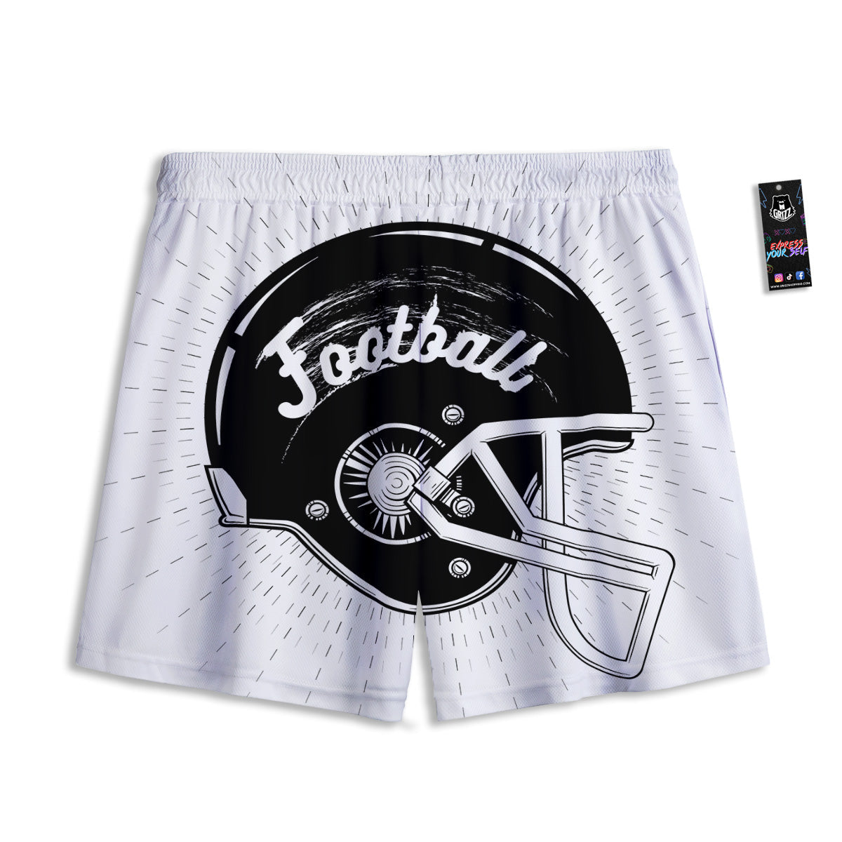 Aztec White And Grey Print Pattern Mesh Shorts