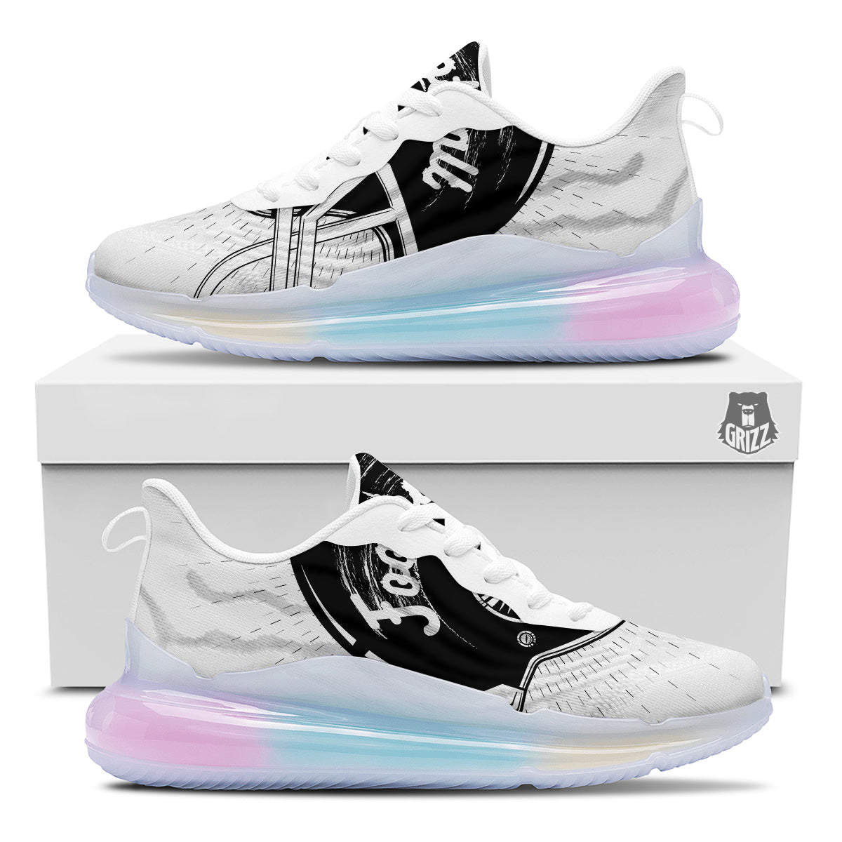 American Football White And Black Print Running Sneakers-grizzshop