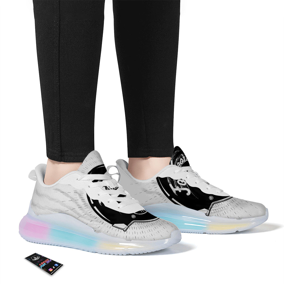 American Football White And Black Print Running Sneakers-grizzshop