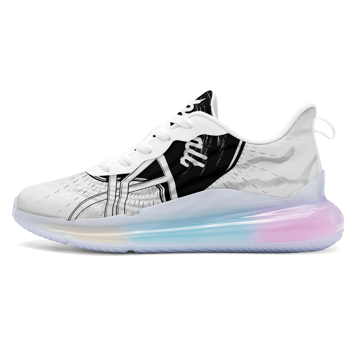 American Football White And Black Print Running Sneakers-grizzshop