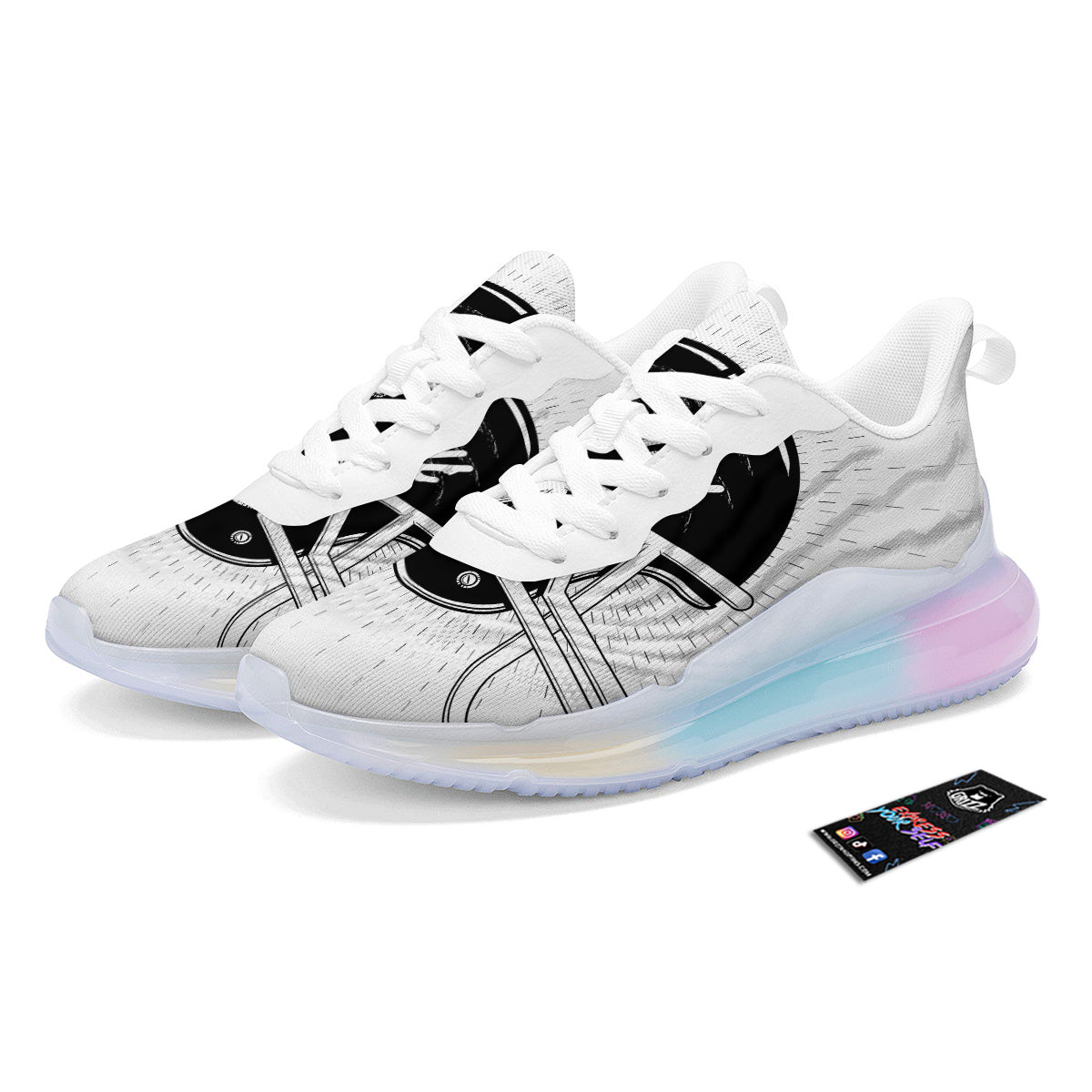 American Football White And Black Print Running Sneakers-grizzshop