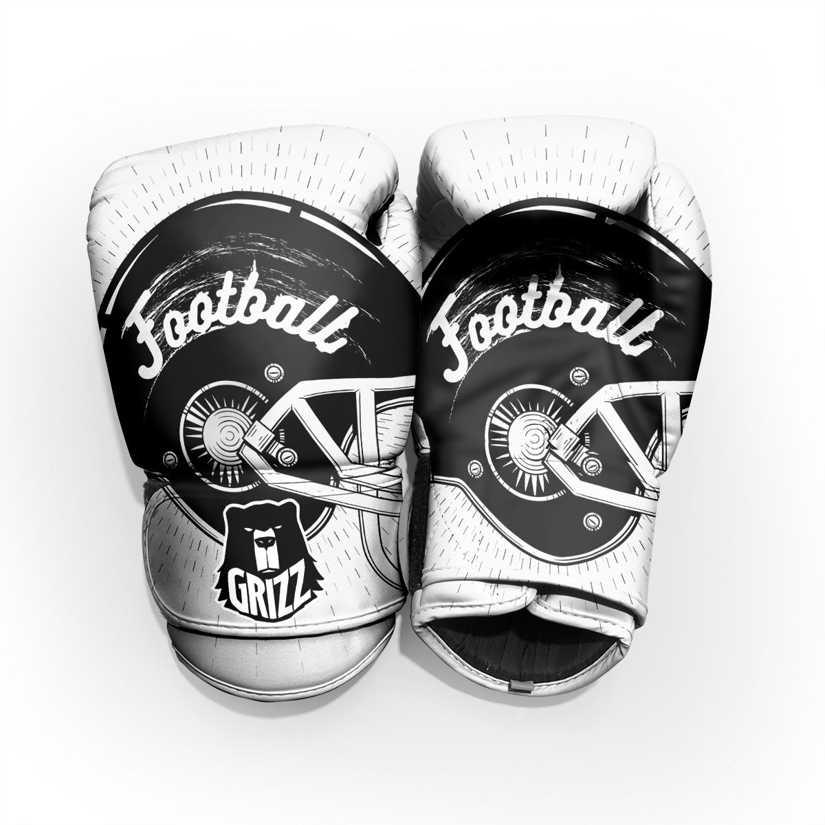 American Football White And Black Print Pro Boxing Glove