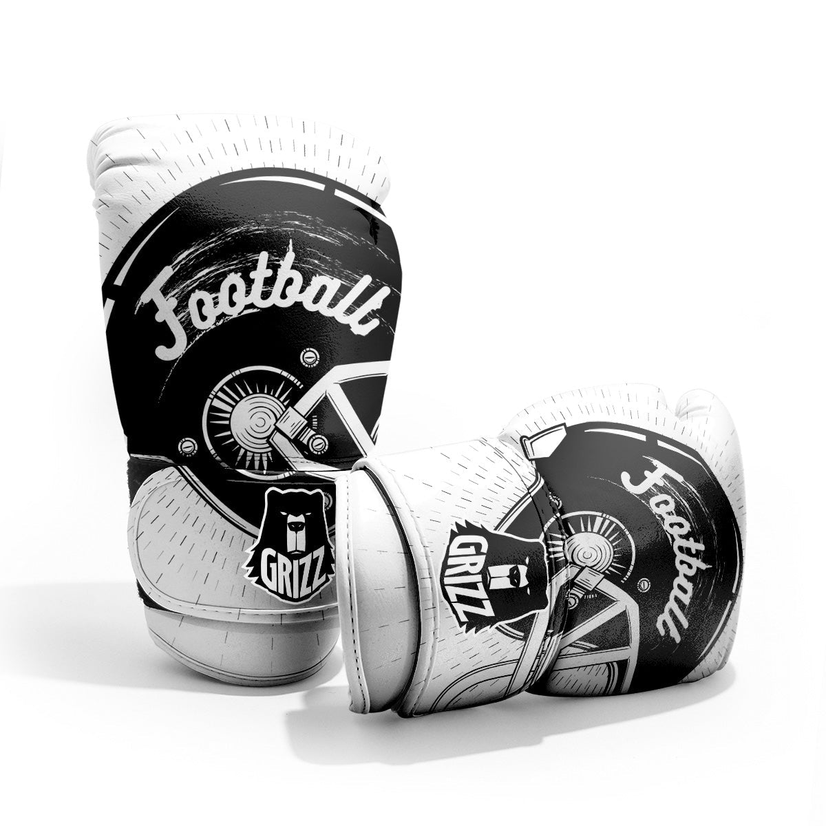 American Football White And Black Print Pro Boxing Glove