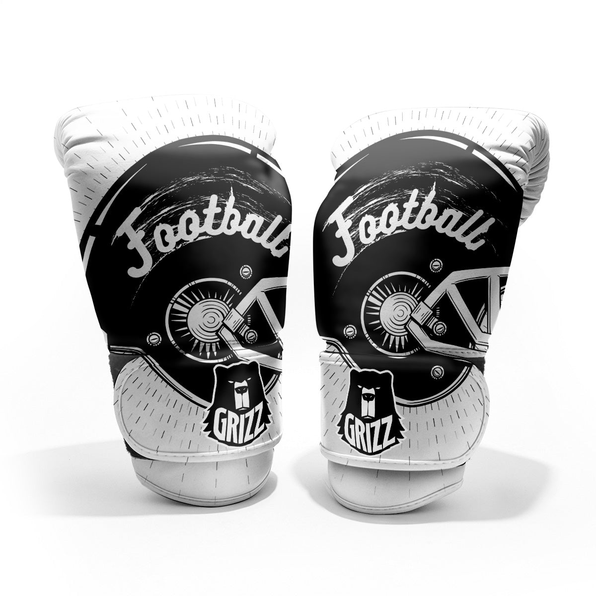 American Football White And Black Print Pro Boxing Glove