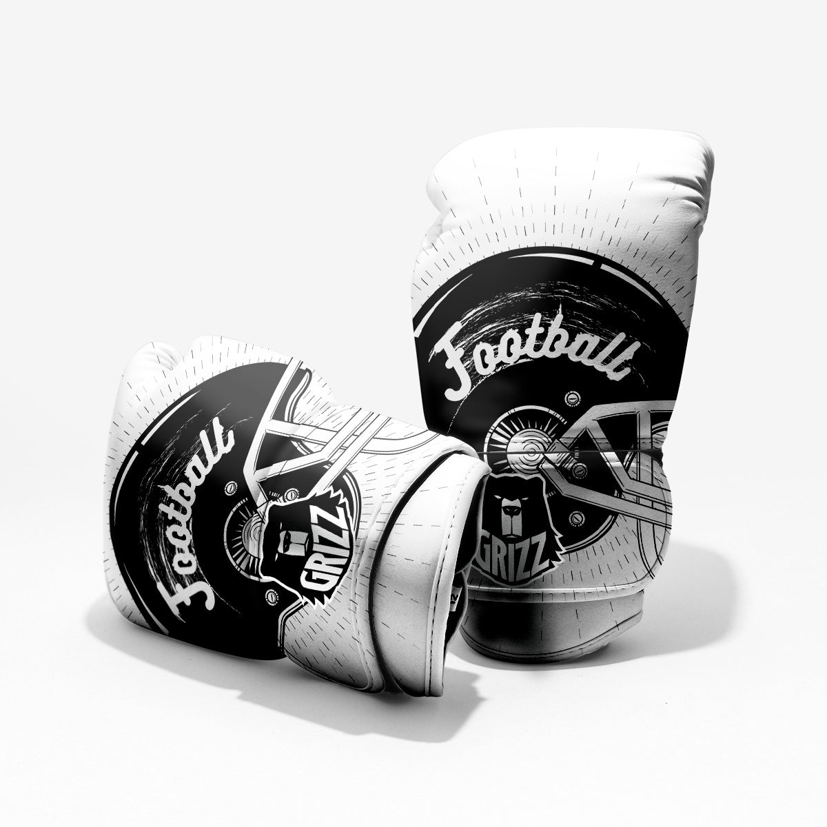 American Football White And Black Print Pro Boxing Glove