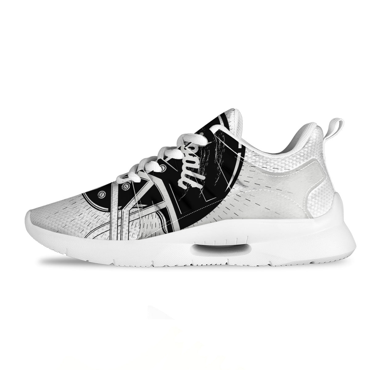 American Football White And Black Print Tennis Shoes-grizzshop