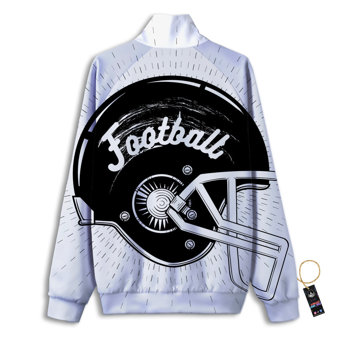 American Football White And Black Print Track Jacket-grizzshop