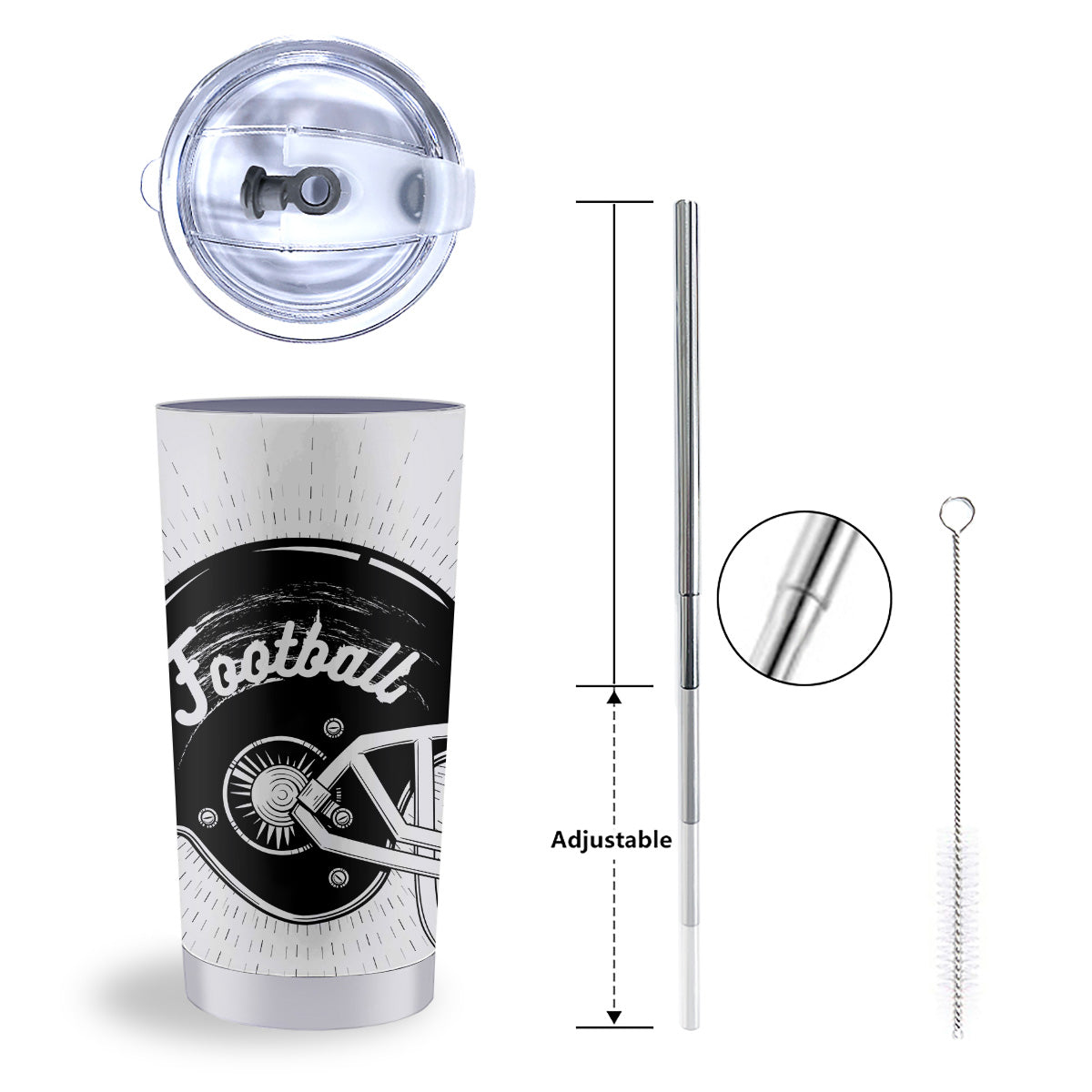 American Football White And Black Print Tumbler-grizzshop