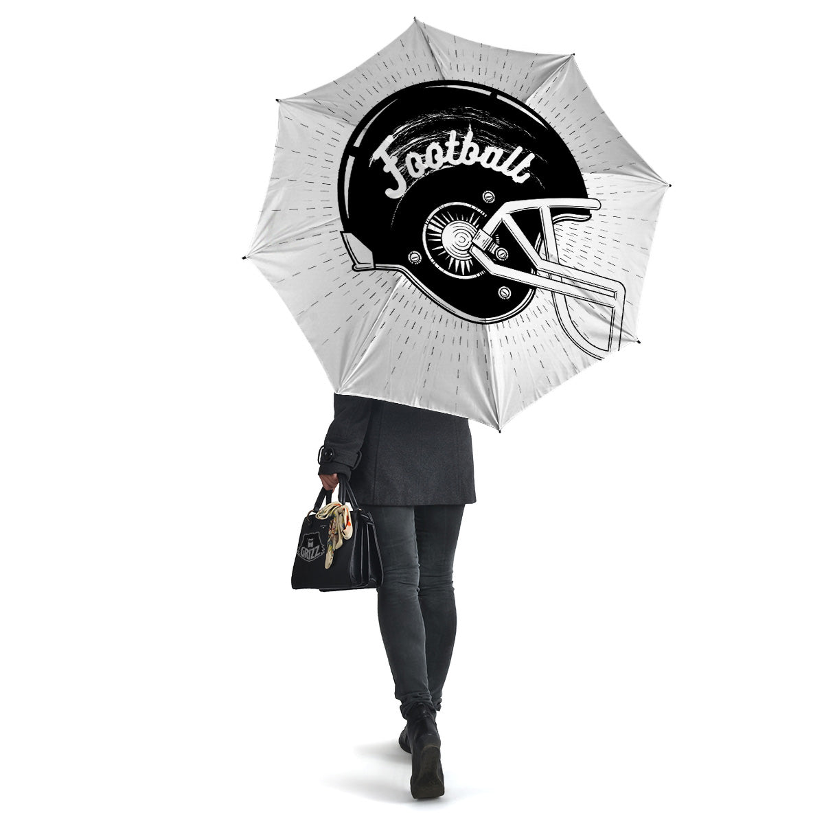 American Football White And Black Print Umbrella-grizzshop