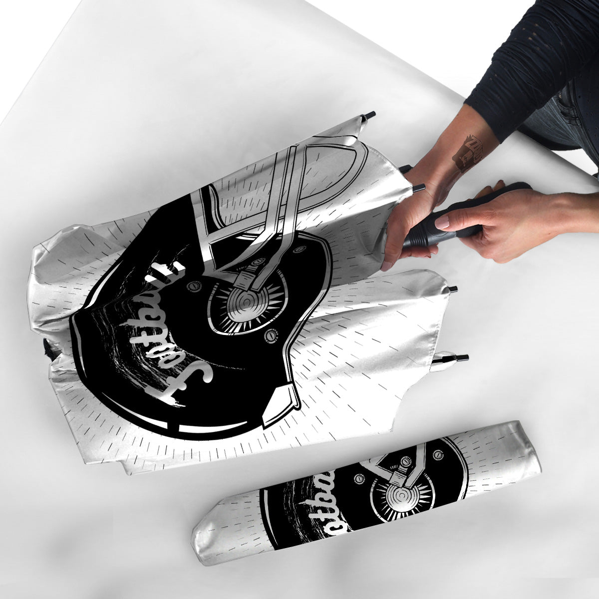 American Football White And Black Print Umbrella-grizzshop