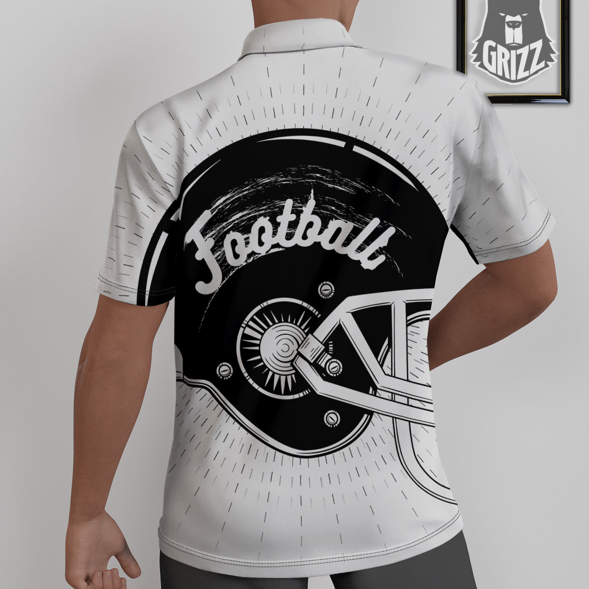 American Football White And Black Print Untucked Shirts-grizzshop