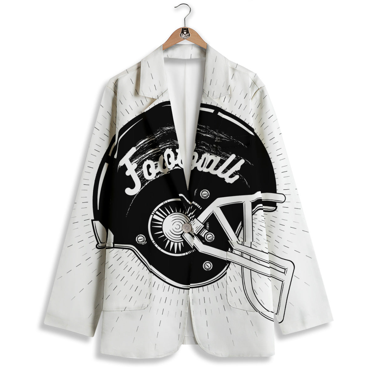 American Football White And Black Print Women's Blazer-grizzshop