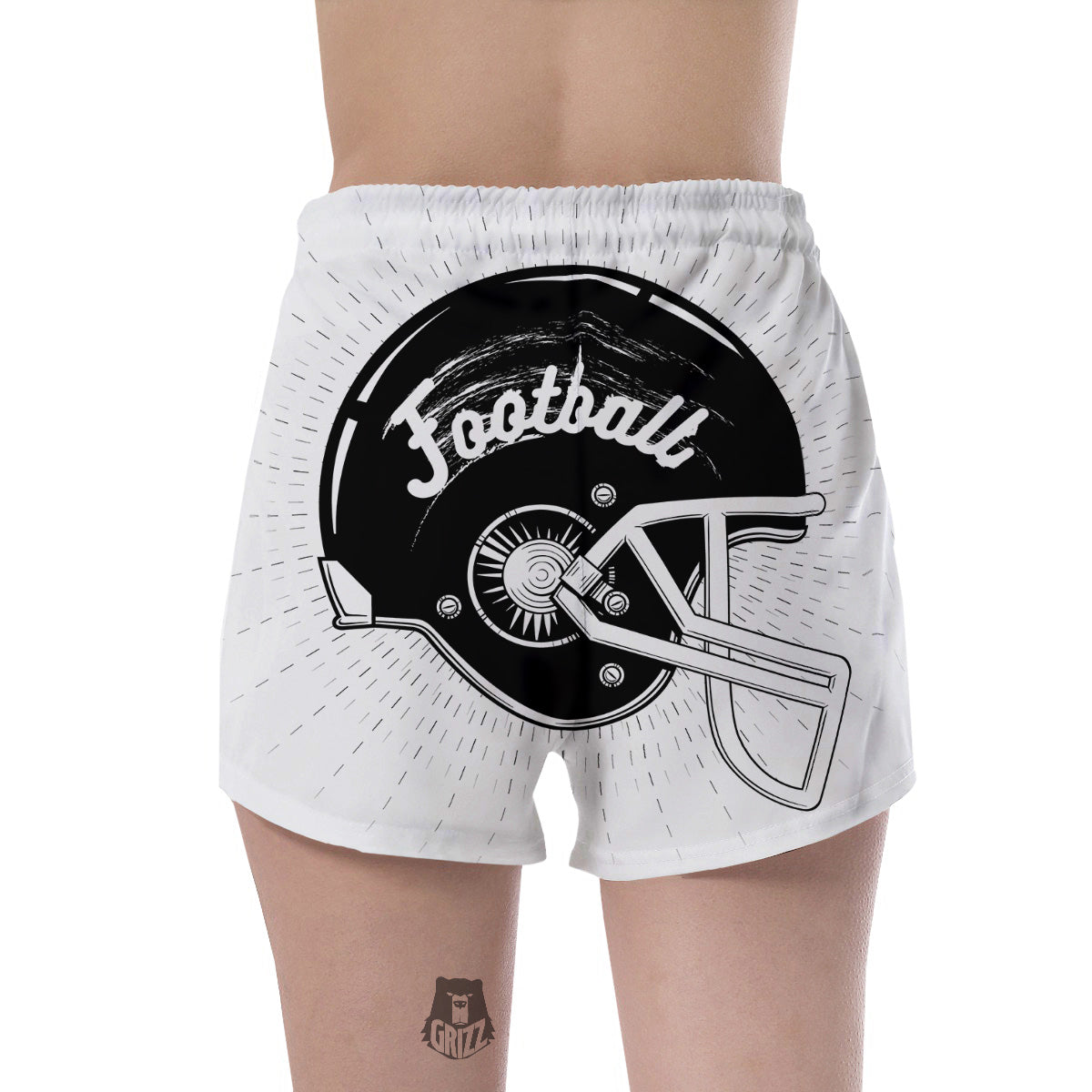 American Football White And Black Print Women's Shorts-grizzshop