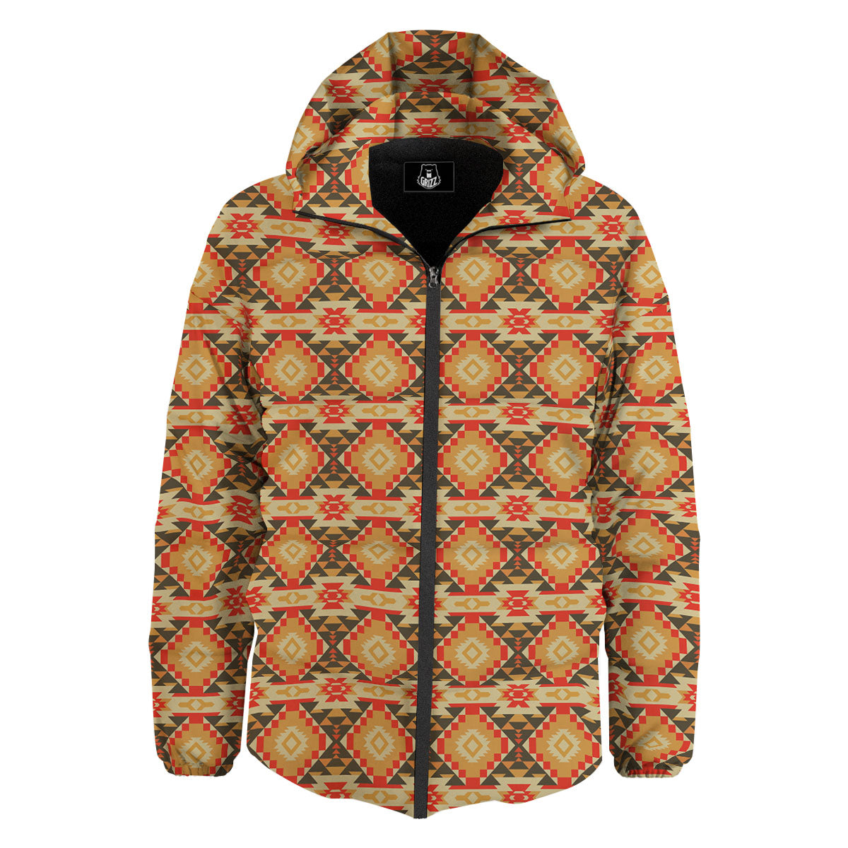 American Geometric Native Print Pattern Down Jacket-grizzshop