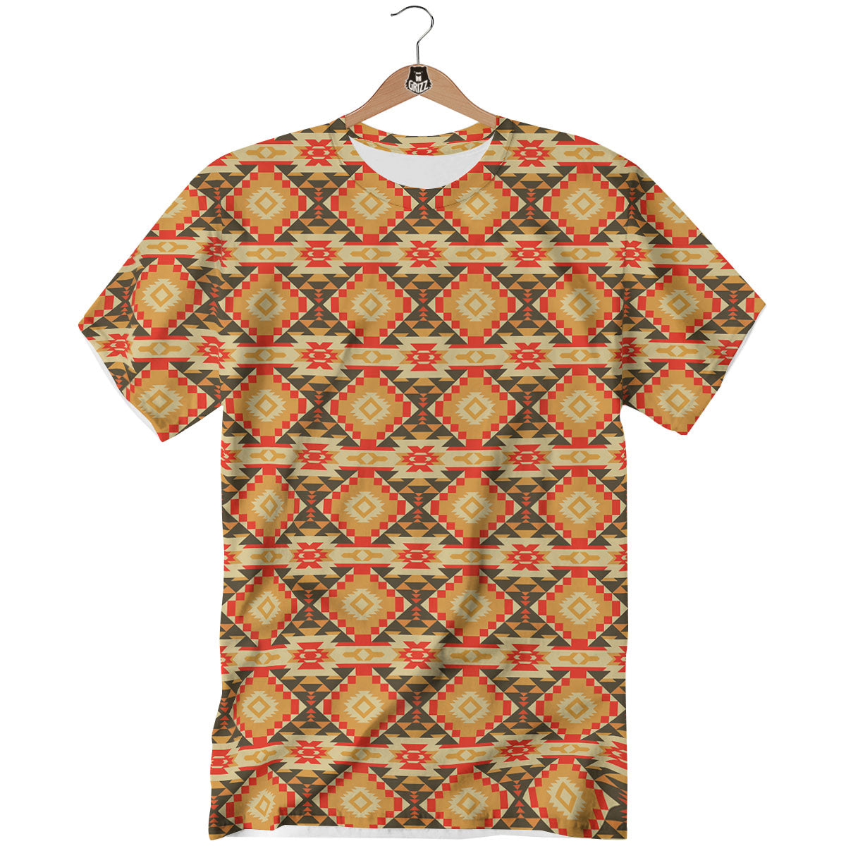 American Geometric Native Print Pattern T-Shirt-grizzshop
