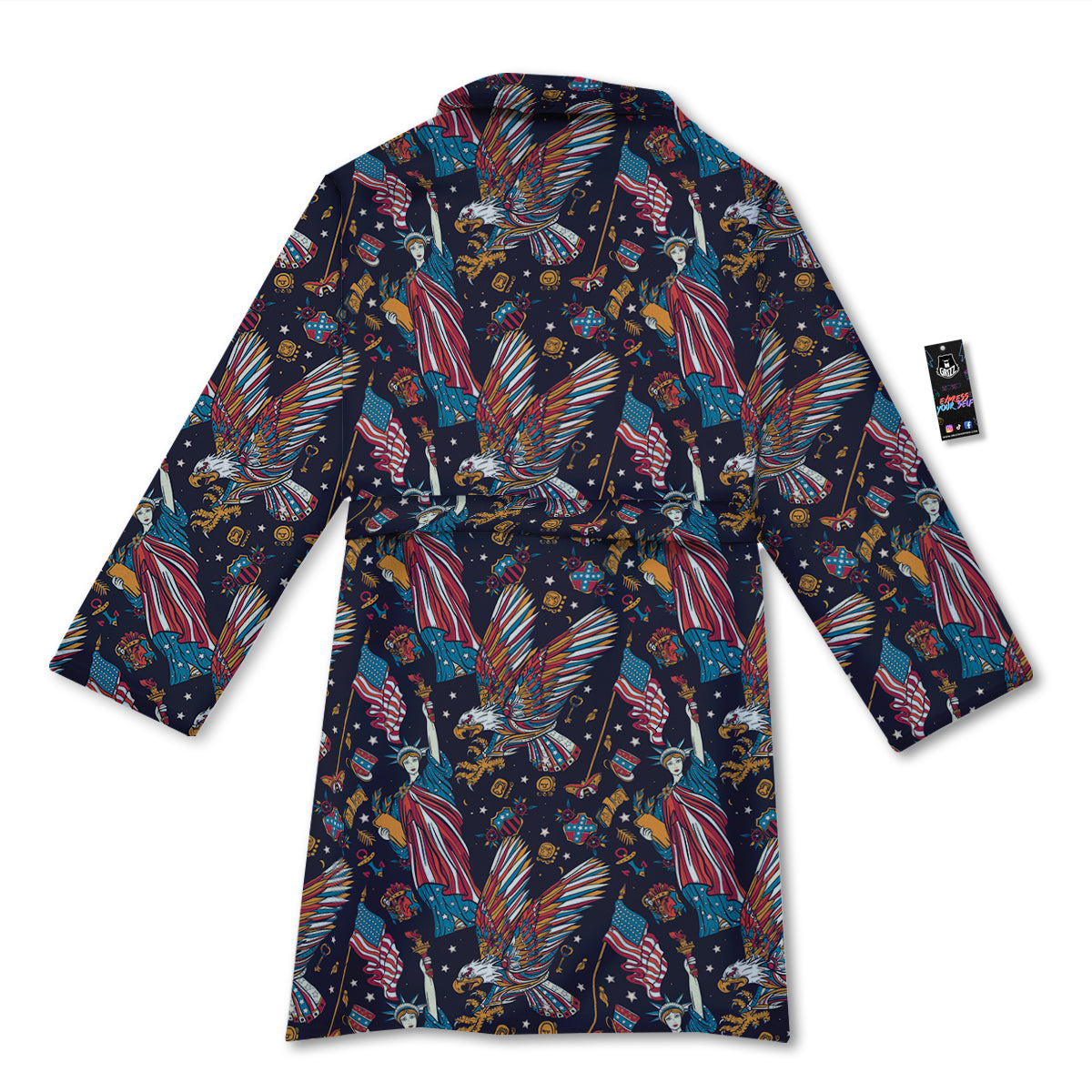 American Independence Day Print Pattern Bathrobe-grizzshop