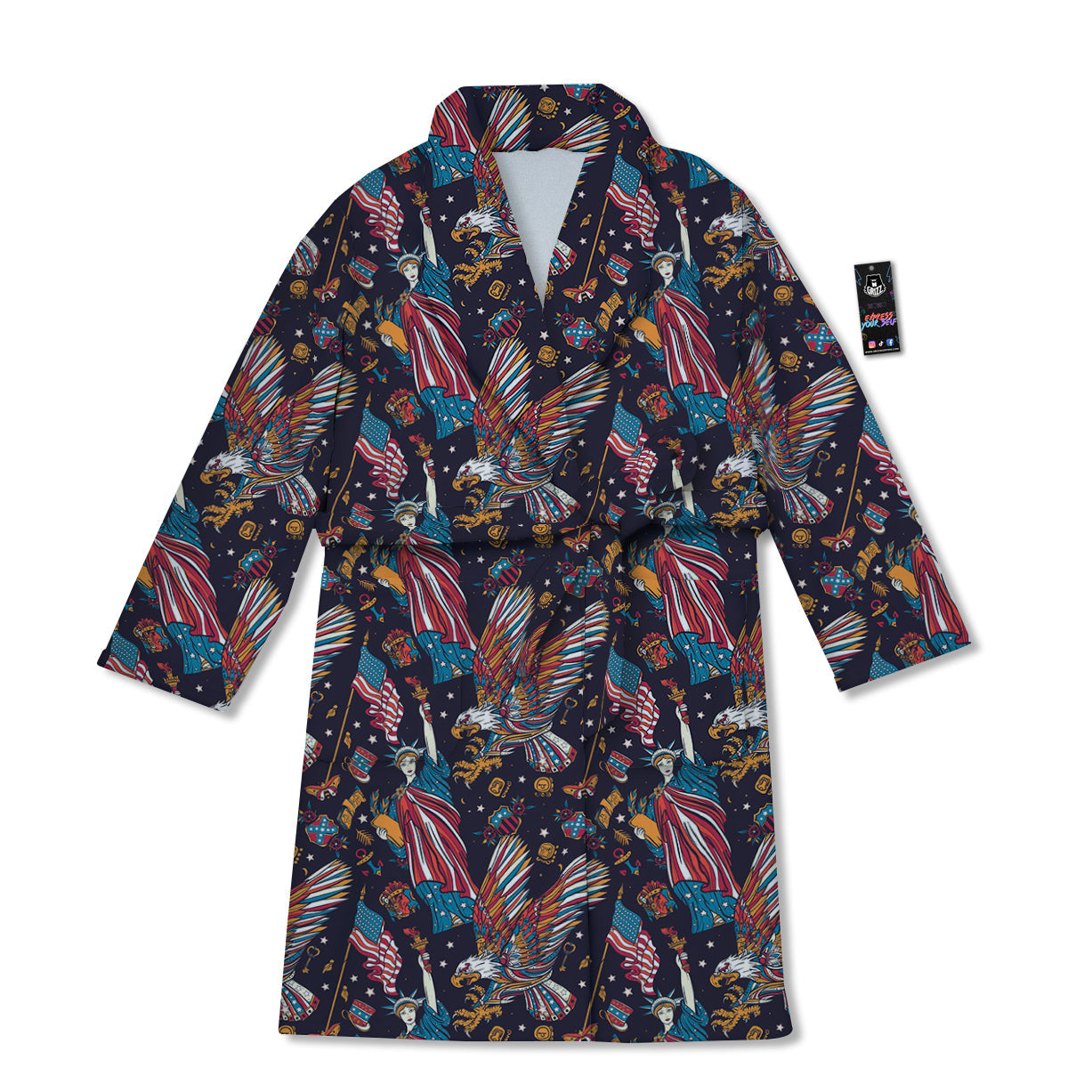 American Independence Day Print Pattern Bathrobe-grizzshop