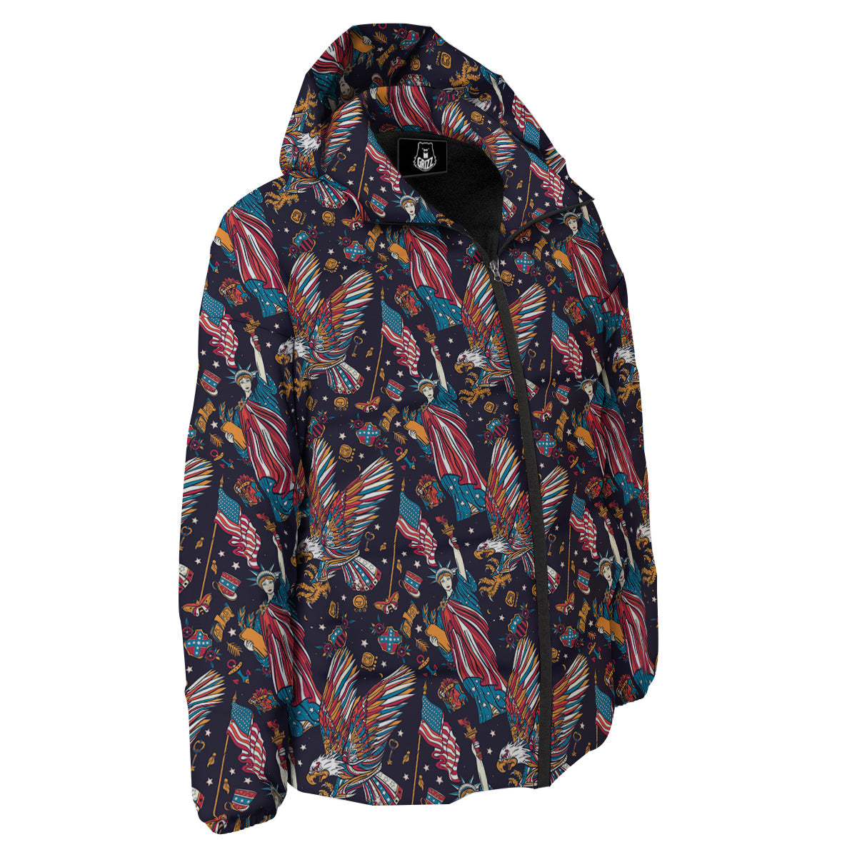 American Independence Day Print Pattern Down Jacket-grizzshop