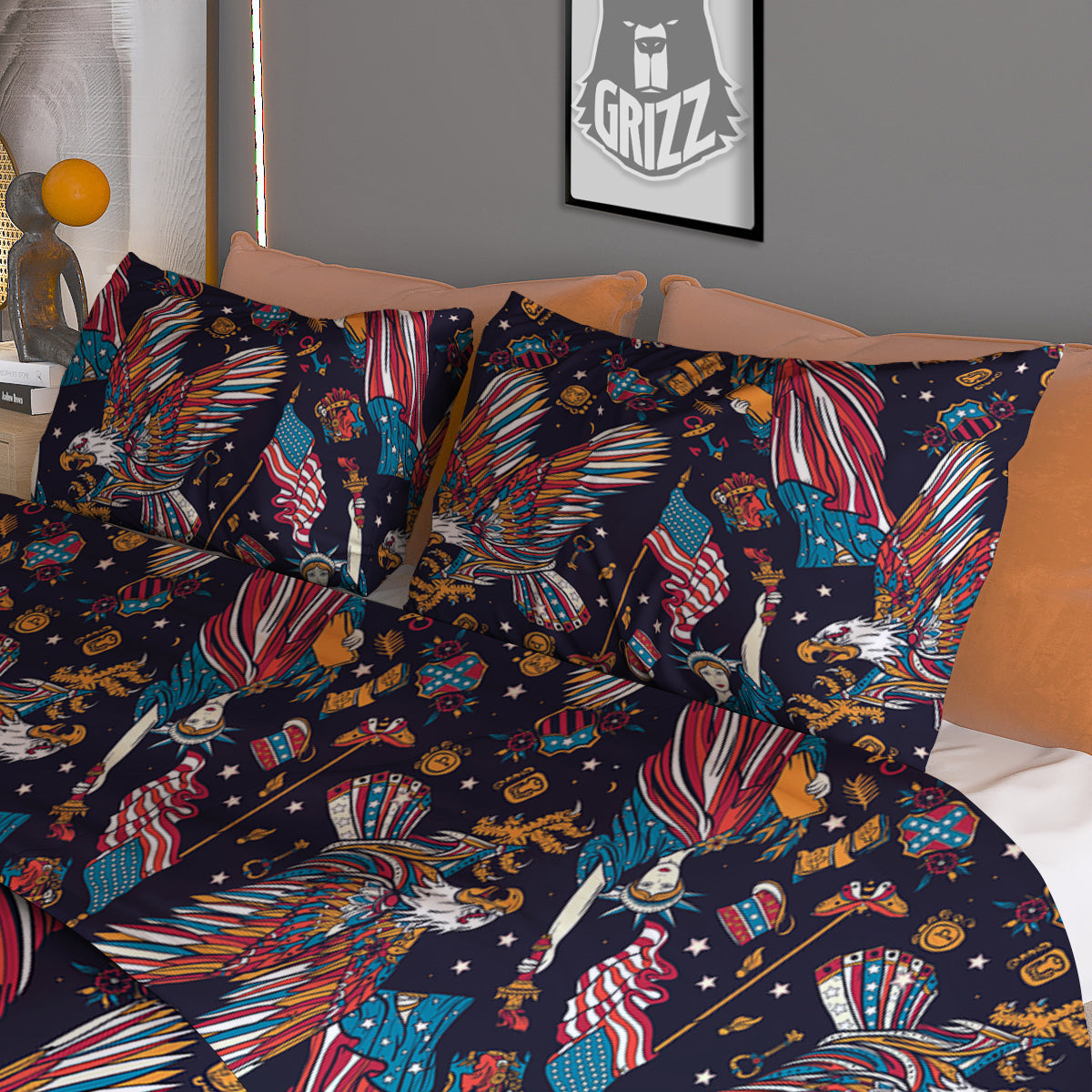 American Independence Day Print Pattern Duvet Cover Bedding Set