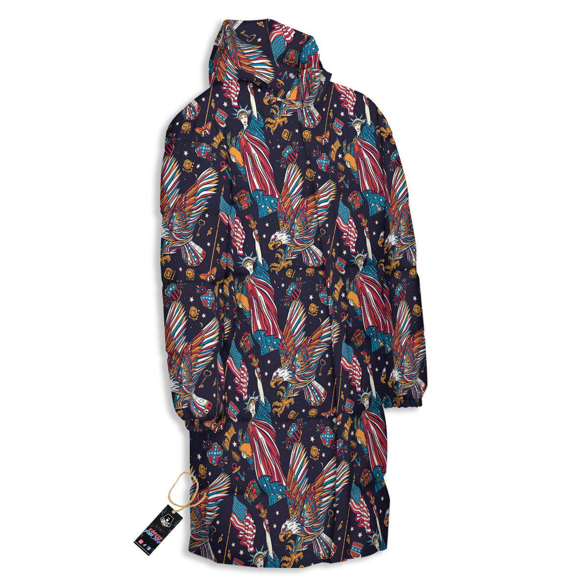 American Independence Day Print Pattern Long Down Jacket-grizzshop