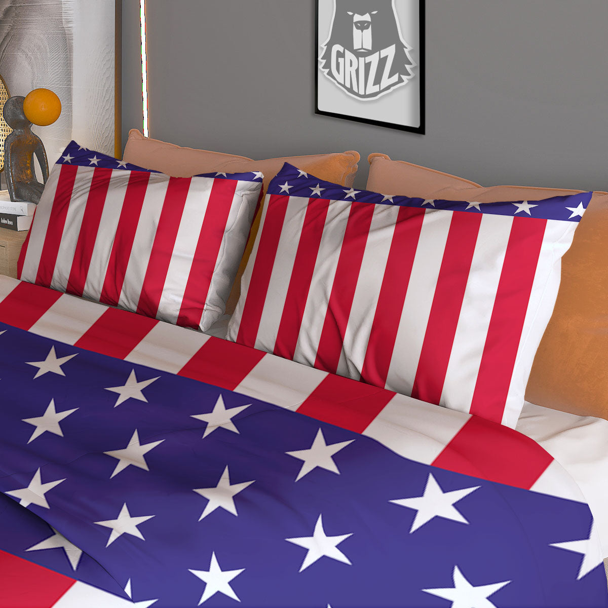 American Military Flag Print Duvet Cover Bedding Set