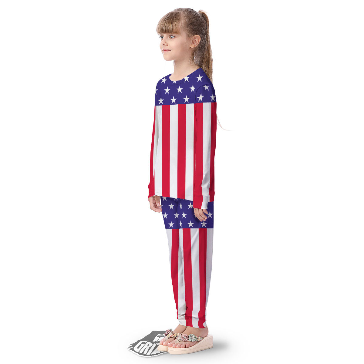 American Military Flag Print Kid's Pajamas-grizzshop