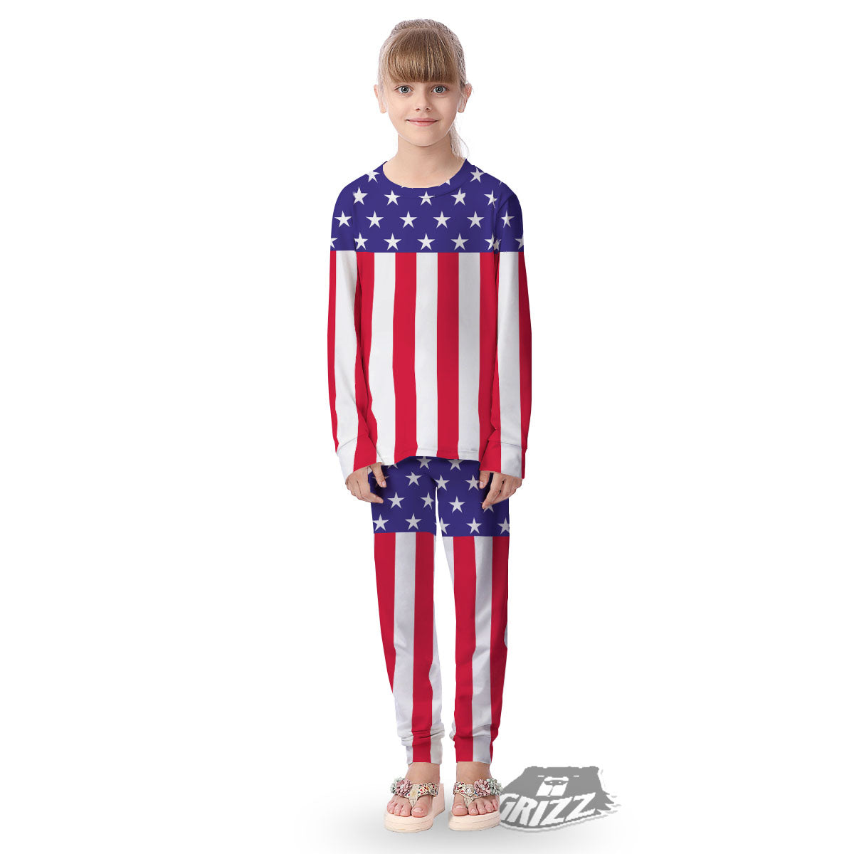 American Military Flag Print Kid's Pajamas-grizzshop
