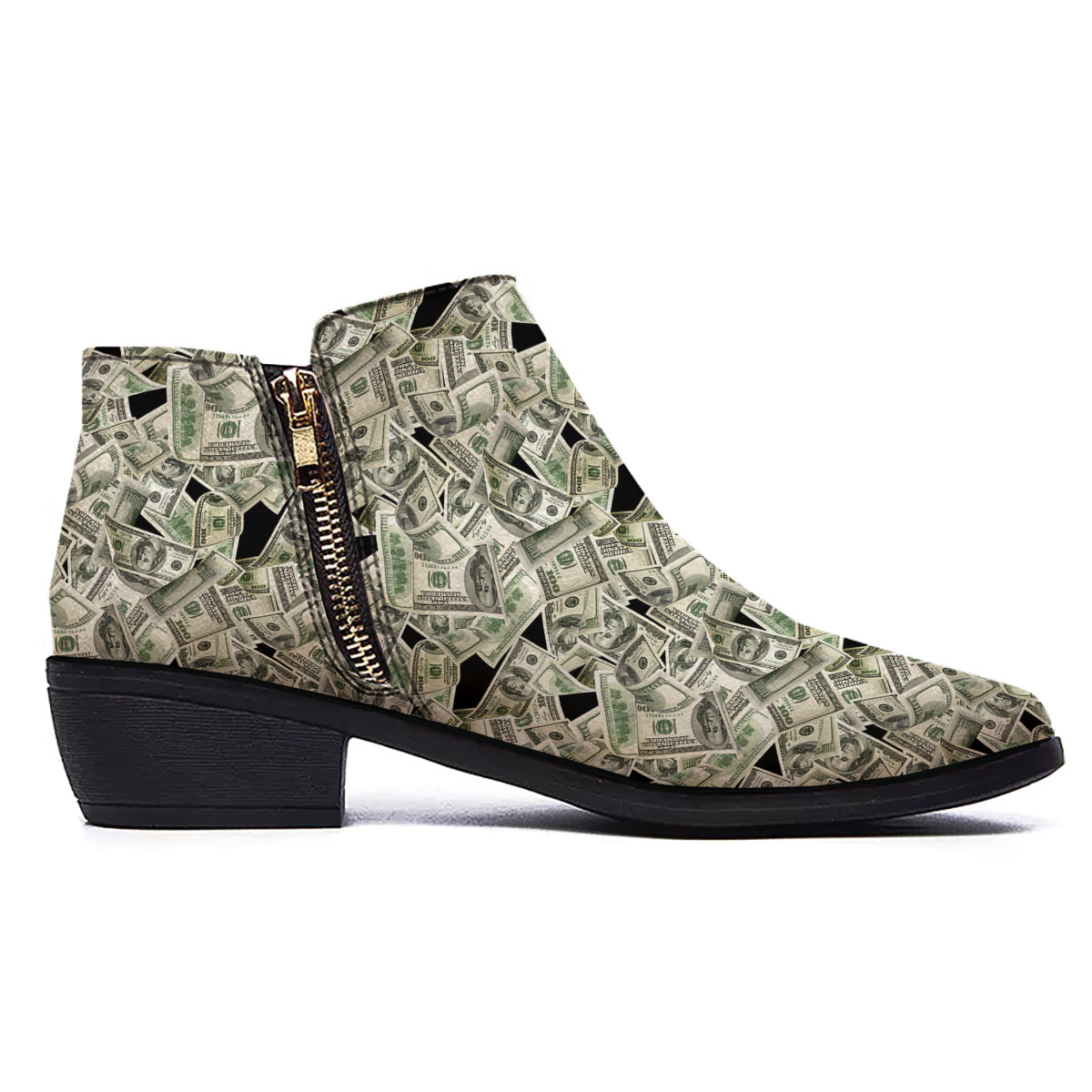 American Money US Dollars Print Pattern Ankle Boots-grizzshop
