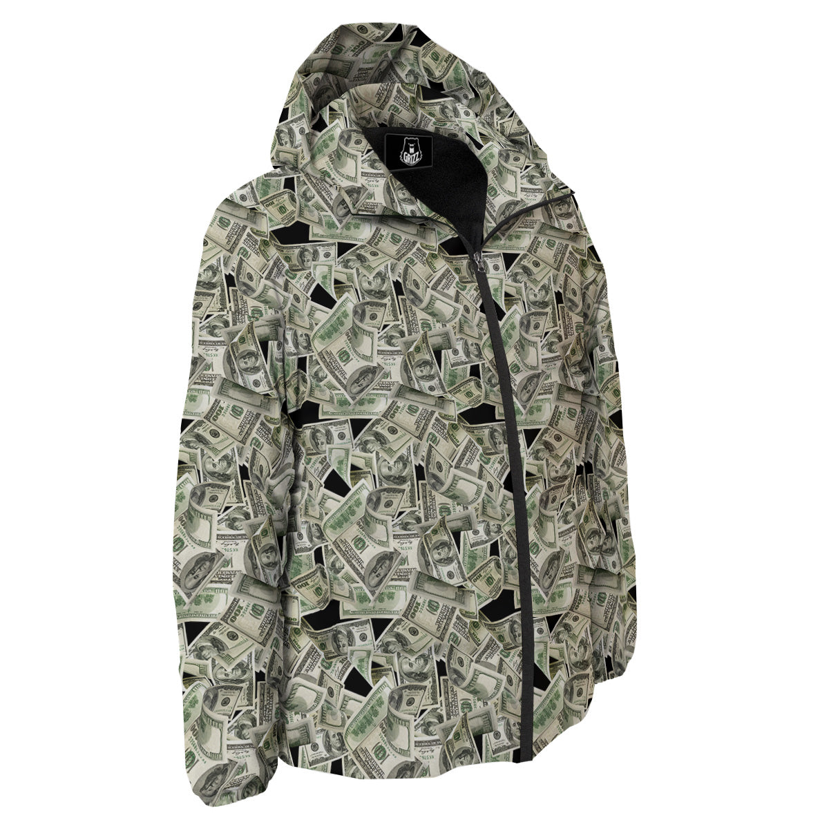 American Money US Dollars Print Pattern Down Jacket-grizzshop