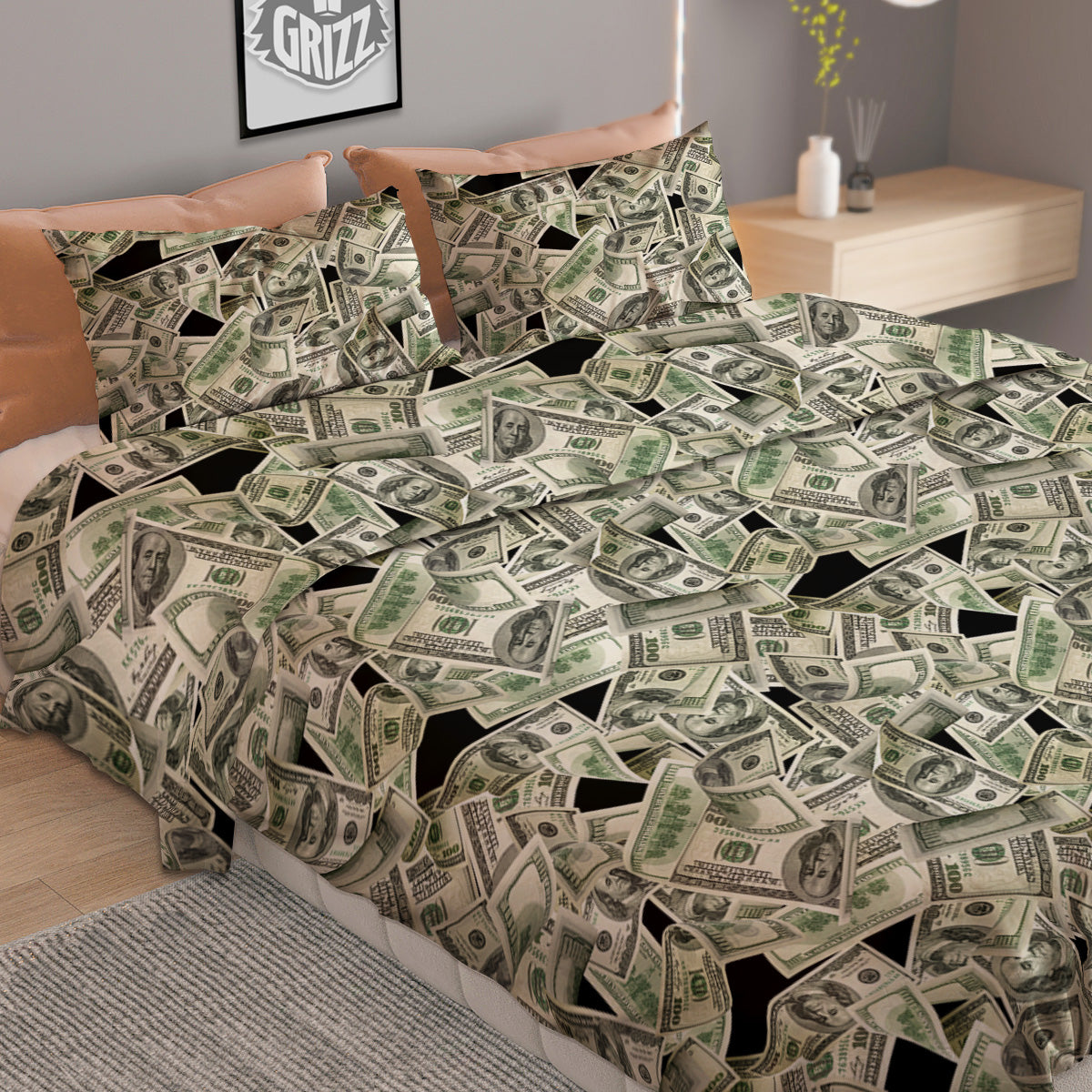 American Money US Dollars Print Pattern Duvet Cover Bedding Set