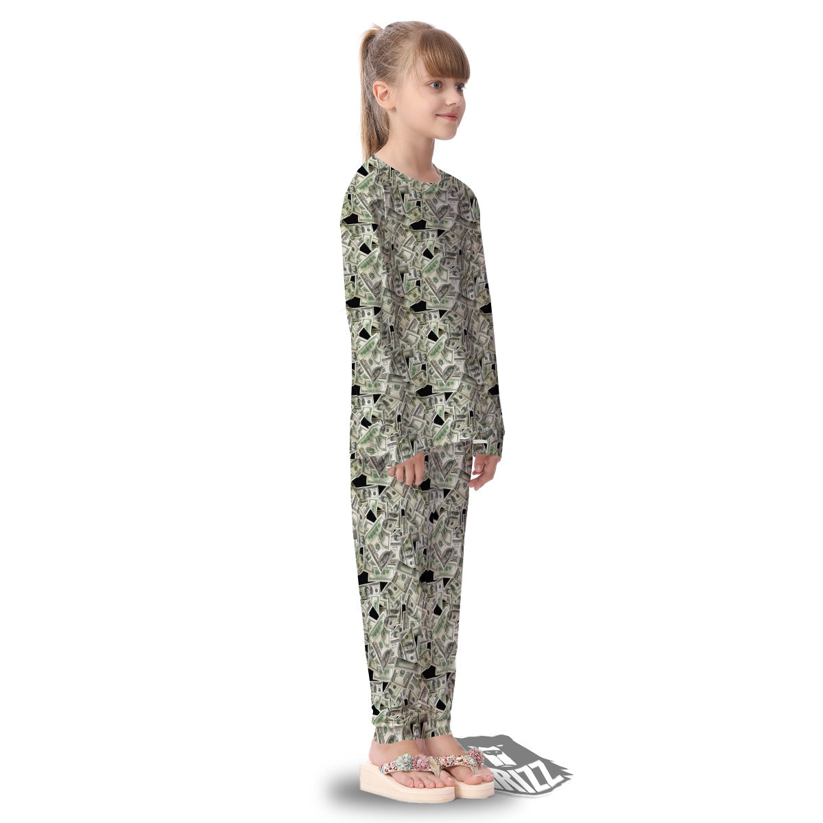 American Money US Dollars Print Pattern Kid's Pajamas-grizzshop
