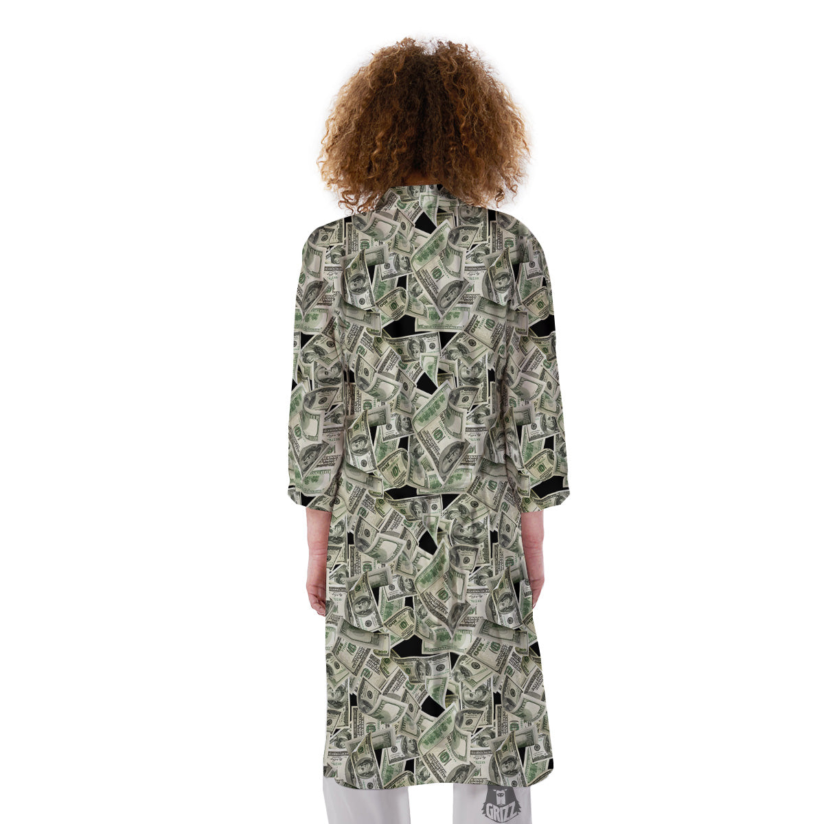American Money US Dollars Print Pattern Kimono-grizzshop