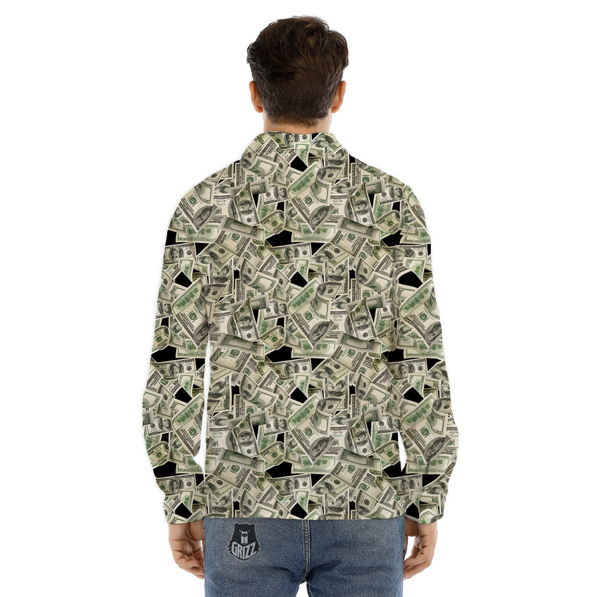 American Money US Dollars Print Pattern Men's Dress Shirts-grizzshop