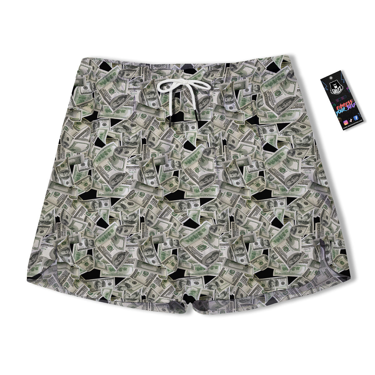 American Money US Dollars Print Pattern Men's Running Shorts-grizzshop