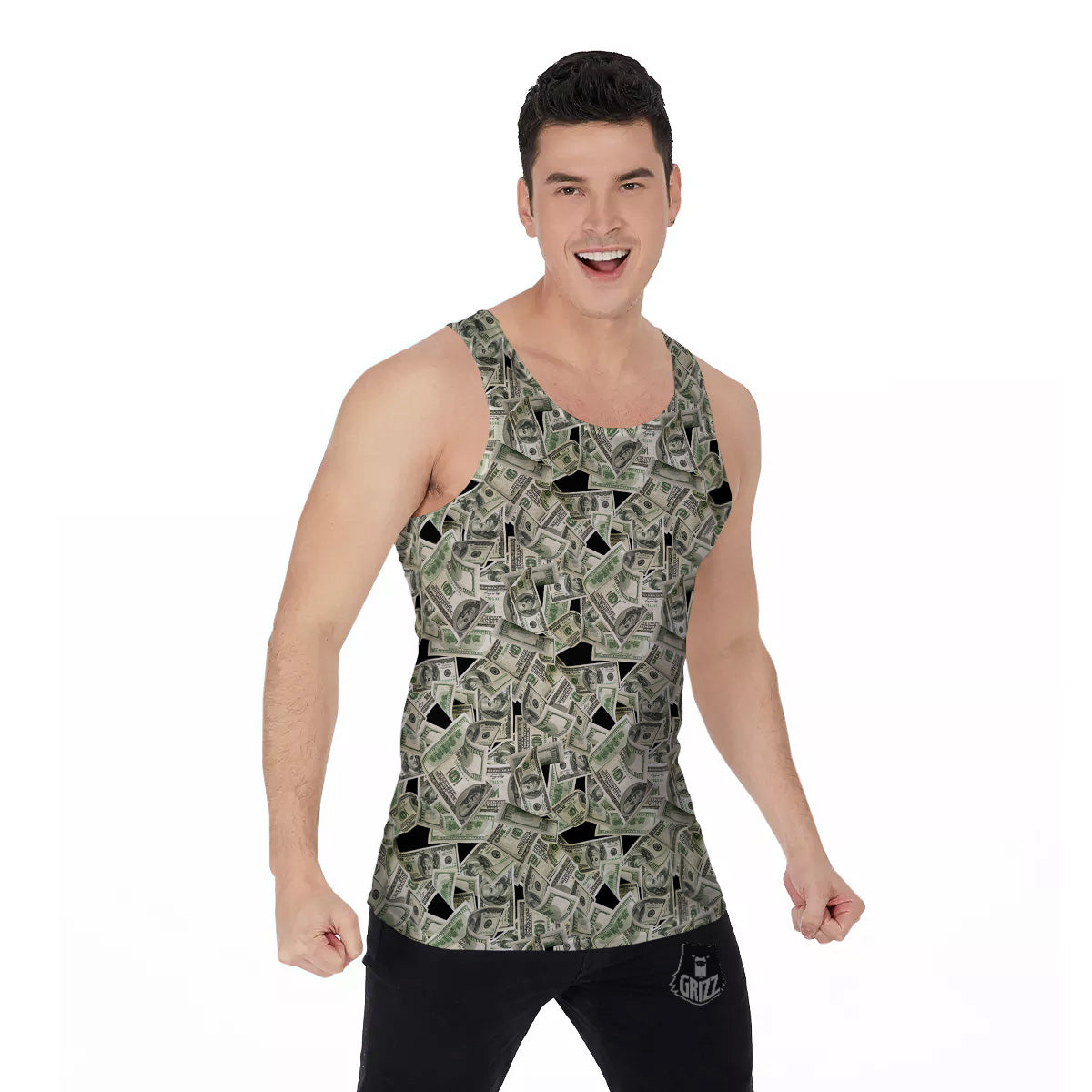 American Money US Dollars Print Pattern Men's Tank Top-grizzshop